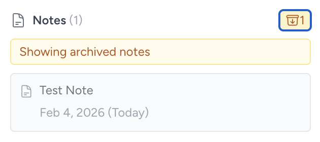 Archived notes list view with restore option